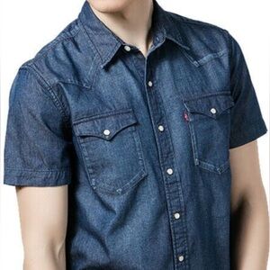 Levi's Men's Casual Dark Blue Button Down Western Shirt Sz:L